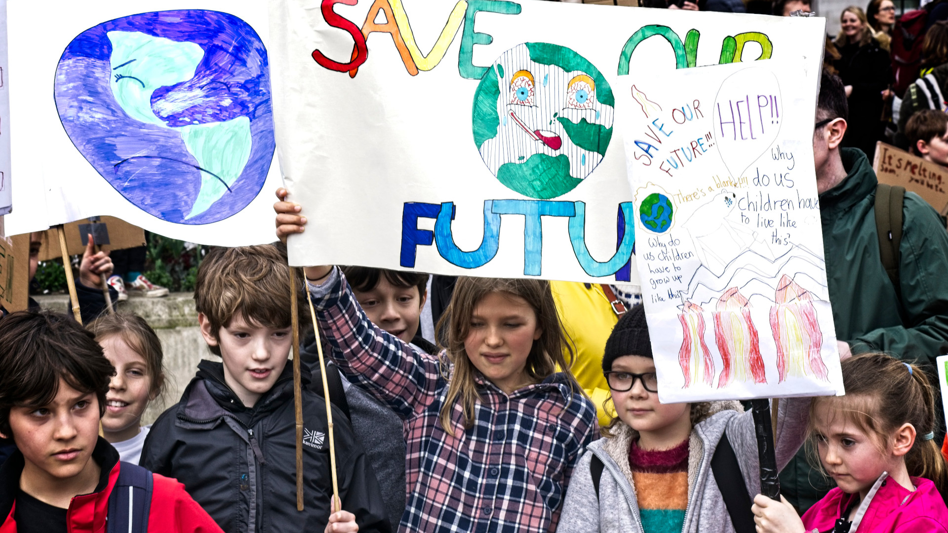 Teach The Future students protesting