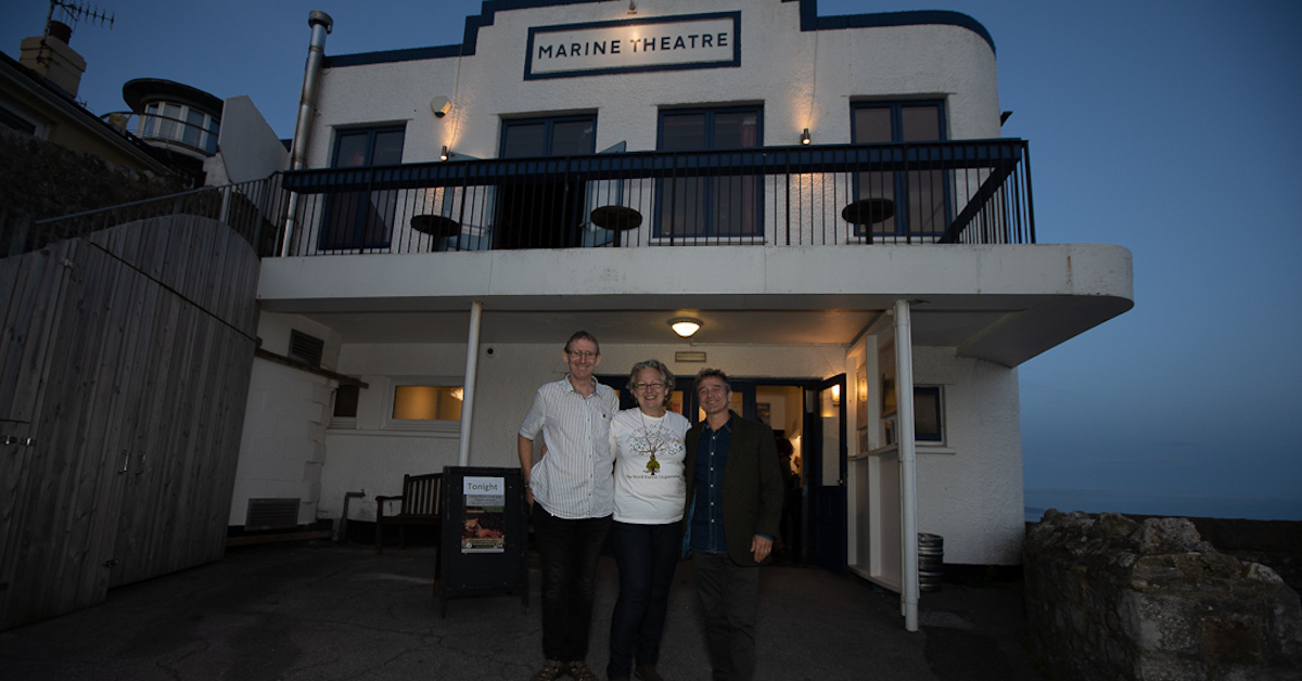 Simon Tracey and Tim in front of The Marine Theatre