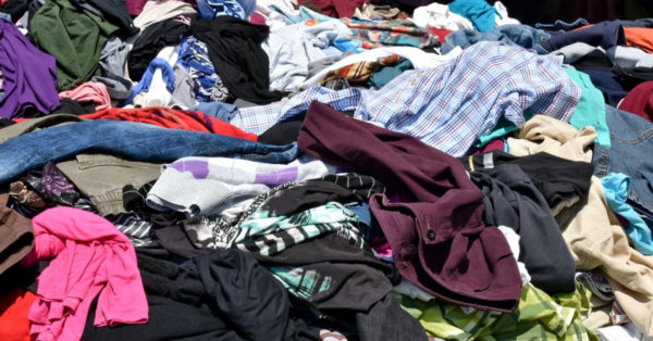Piles of discarded clothes