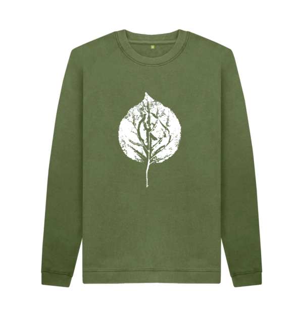 Men's Apricot Leaf Print Crew Neck Sweater (Dark)