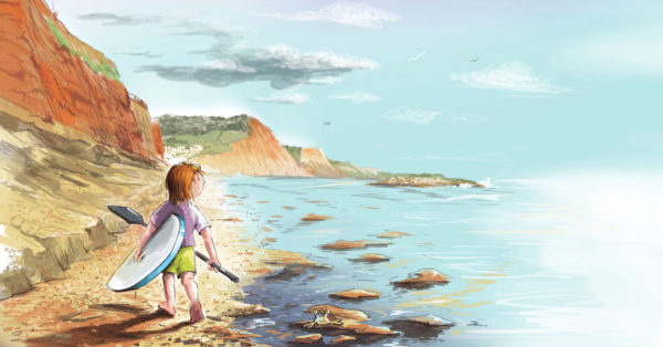 Small boy on Sidmouth Beach - from Rosa's Footprint