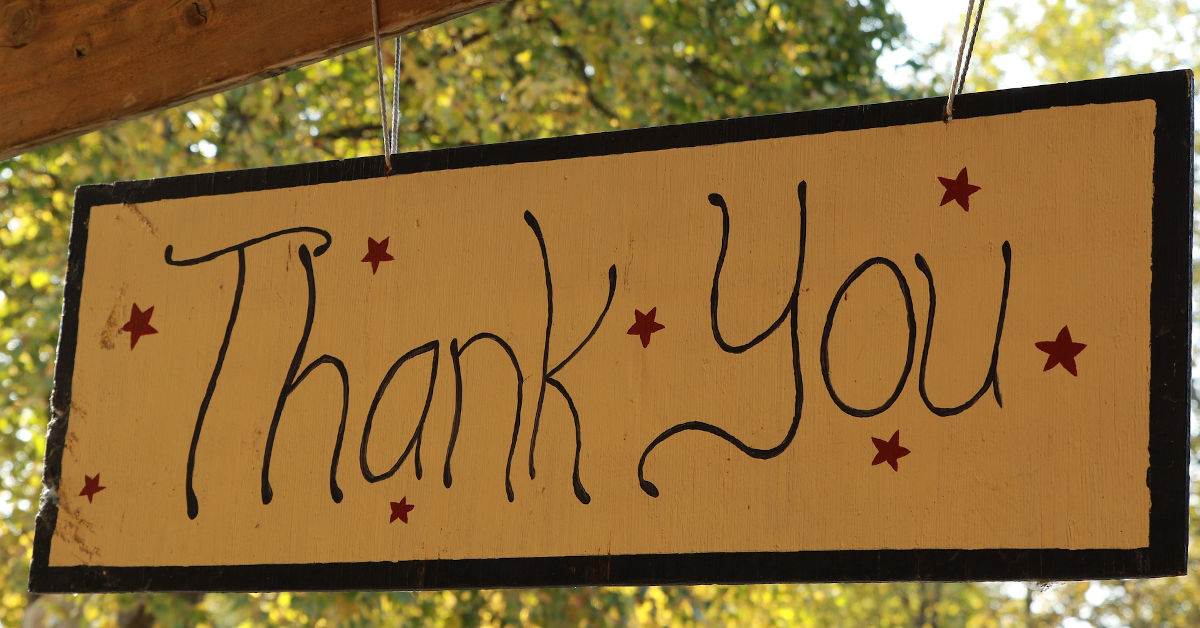 Thank You sign by Orna Wachman from Pixabay