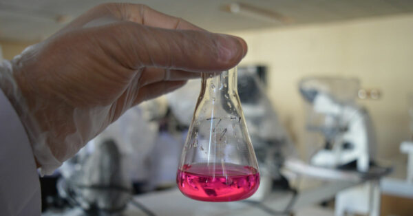 A hand holding a flask containing pink liquid. Image by Ahmet Turan İNCE from Pixabay