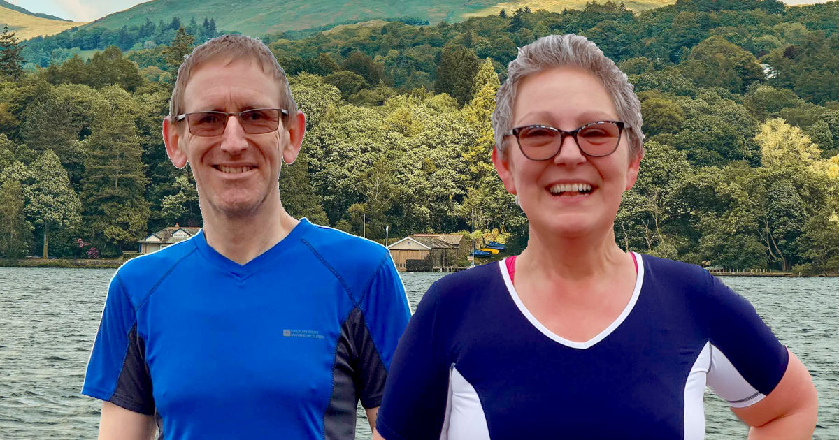 Tracey and Simon pasted onto Lake Windermere