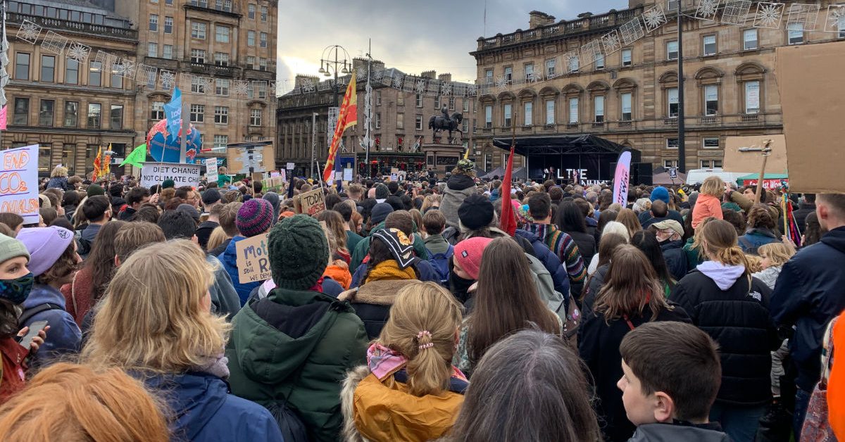 Fridays for Future crowds in Glasgow during COP26