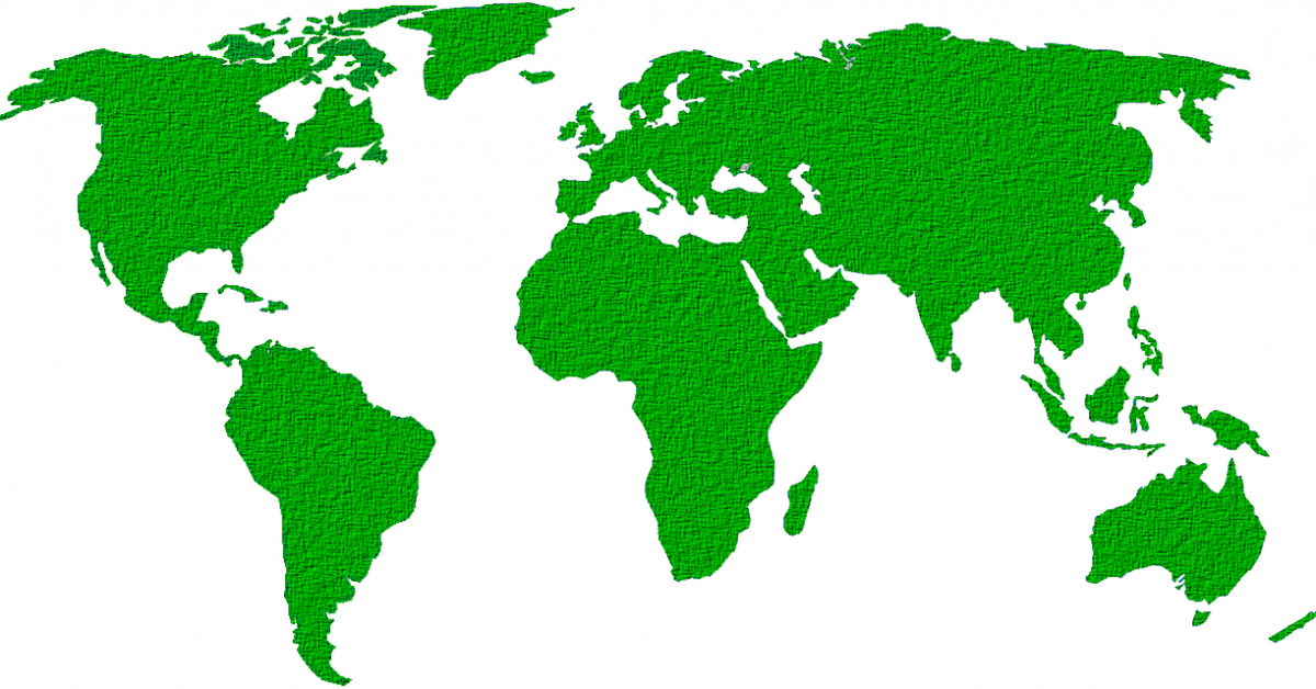 world map in green by diema on Pixabay